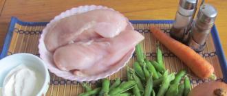 Приготовить филе курицы на сковороде с овощами